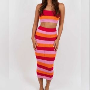 Two Piece Multicolor Skirt Set